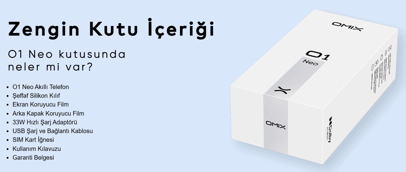 omix o1 neo kutu içeriği